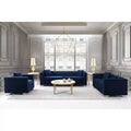 Armen Living Cambridge Contemporary Chair Steel/Blue: Velvet Upholstered, No Assembly, Foam Filled Comfort