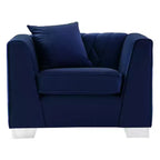 Armen Living Cambridge Chaise Contemporaine Acier/Bleu : Velours Capitonnée, Aucun Assemblage, Confort Mousse