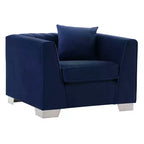 Armen Living Cambridge Chaise Contemporaine Acier/Bleu : Velours Capitonnée, Aucun Assemblage, Confort Mousse