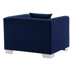 Armen Living Cambridge Chaise Contemporaine Acier/Bleu : Velours Capitonnée, Aucun Assemblage, Confort Mousse