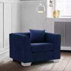 Armen Living Cambridge Chaise Contemporaine Acier/Bleu : Velours Capitonnée, Aucun Assemblage, Confort Mousse