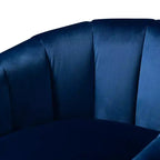 Fauteuil de salon en velours Tomasso bleu - Baxton Studio : revêtement en polyester, aucun assemblage requis, fauteuil moderne