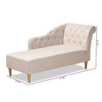 Baxton Studio Emeline Chaise Beige : Upholstered Polyester, Modern Style, Wood Frame, 400 lbs Capacity