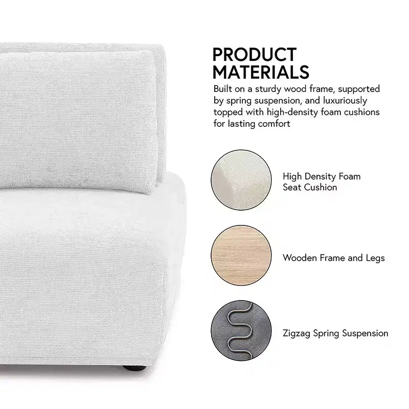MAISONS : Intérieur + Extérieur Fauteuil sans accoudoirs modulaire moderne Povoa en chenille avec dossier extensible marron clair