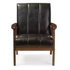 3pc Nikko Mid-Century Modern Scandinavian Faux Leather Seating Set - Baxton Studio