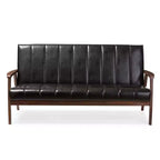 3pc Nikko Mid-Century Modern Scandinavian Faux Leather Seating Set - Baxton Studio