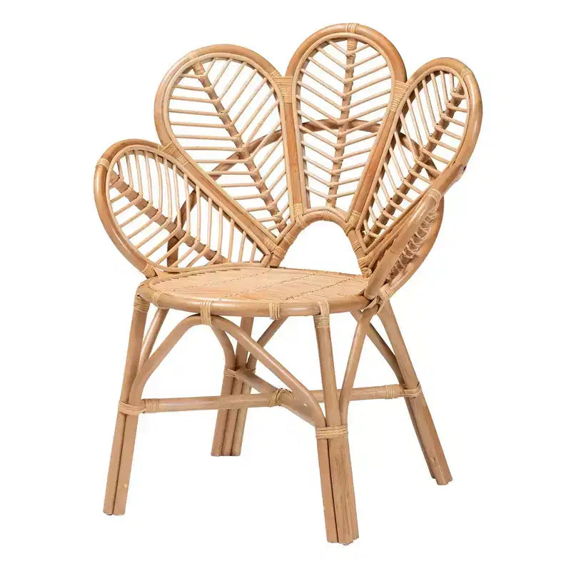 bali & pari Chaise d'appoint à fleurs Eliava en rotin naturel Marron naturel : Osier d'intérieur, Aucun assemblage requis