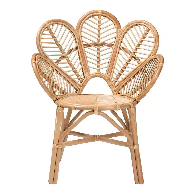 bali & pari Chaise d'appoint à fleurs Eliava en rotin naturel Marron naturel : Osier d'intérieur, Aucun assemblage requis