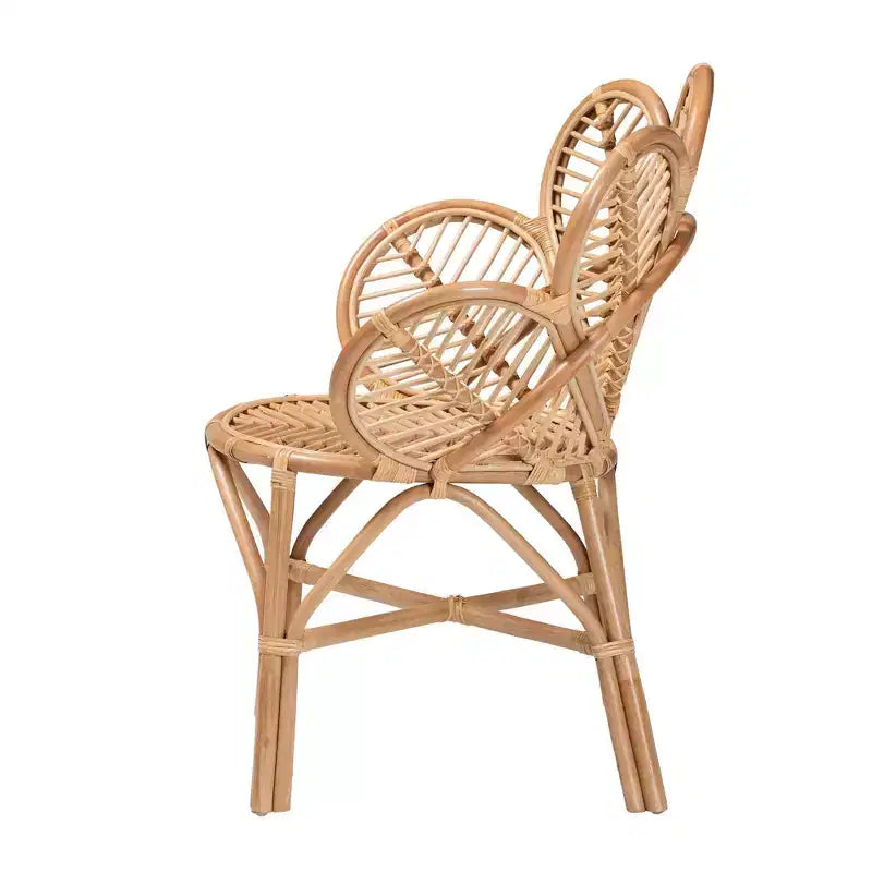 bali & pari Chaise d'appoint à fleurs Eliava en rotin naturel Marron naturel : Osier d'intérieur, Aucun assemblage requis