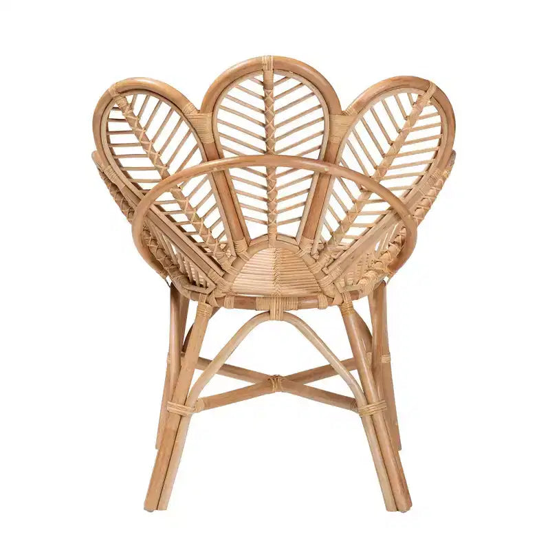 bali & pari Chaise d'appoint à fleurs Eliava en rotin naturel Marron naturel : Osier d'intérieur, Aucun assemblage requis