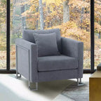 Heritage Fabric Upholstered Accent Chair: Armen Living, Sturdy Frame, Metal Legs, Includes Toss Pillow