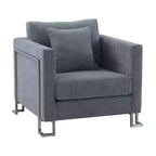 Heritage Fabric Upholstered Accent Chair: Armen Living, Sturdy Frame, Metal Legs, Includes Toss Pillow