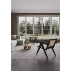 Set of 2 Hamlet Wood Accent Chairs Black/Natural Cane - Manhattan Comfort: Rattan Detail, No Assembly Required