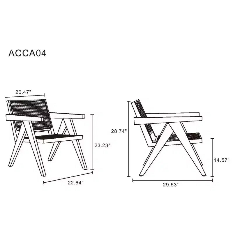 Lot de 2 chaises d'appoint Hamlet en bois noir/rotin naturel - Manhattan Comfort : Détail en rotin, aucun assemblage requis