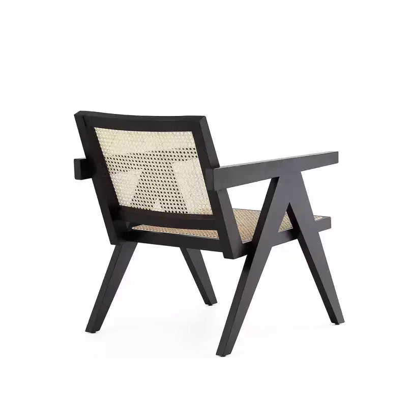 Lot de 2 chaises d'appoint Hamlet en bois noir/rotin naturel - Manhattan Comfort : Détail en rotin, aucun assemblage requis