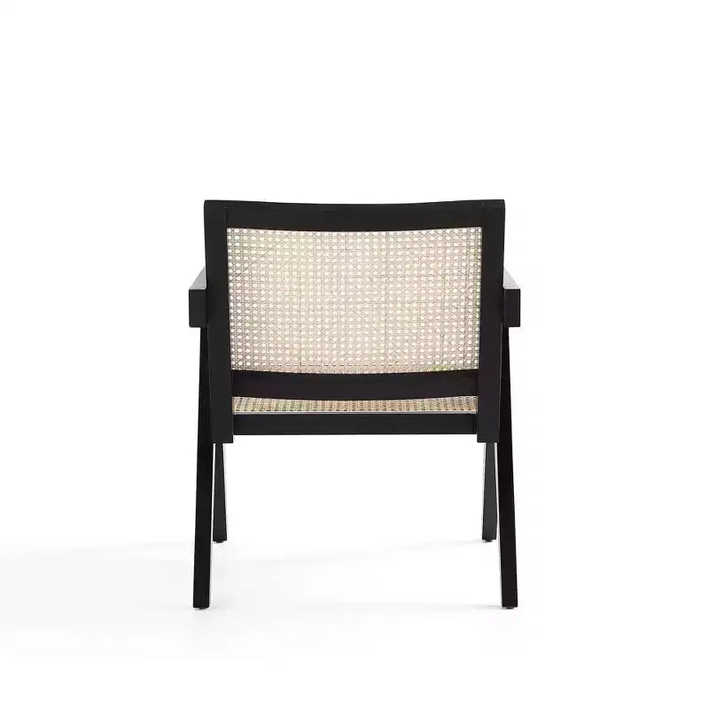Lot de 2 chaises d'appoint Hamlet en bois noir/rotin naturel - Manhattan Comfort : Détail en rotin, aucun assemblage requis