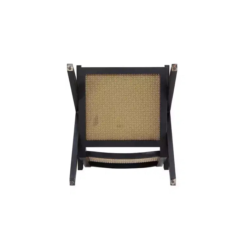 Lot de 2 chaises d'appoint Hamlet en bois noir/rotin naturel - Manhattan Comfort : Détail en rotin, aucun assemblage requis