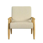 Fauteuil d'appoint en bois beige - HomePop : Fauteuil rembourré traditionnel, motif rayé, capacité de 113 kg, mobilier de salon