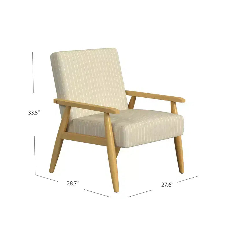 Fauteuil d'appoint en bois beige - HomePop : Fauteuil rembourré traditionnel, motif rayé, capacité de 113 kg, mobilier de salon