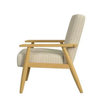 Fauteuil d'appoint en bois beige - HomePop : Fauteuil rembourré traditionnel, motif rayé, capacité de 113 kg, mobilier de salon