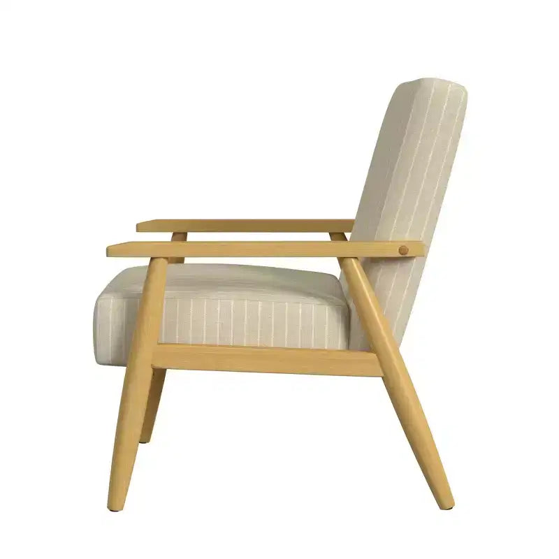 Fauteuil d'appoint en bois beige - HomePop : Fauteuil rembourré traditionnel, motif rayé, capacité de 113 kg, mobilier de salon