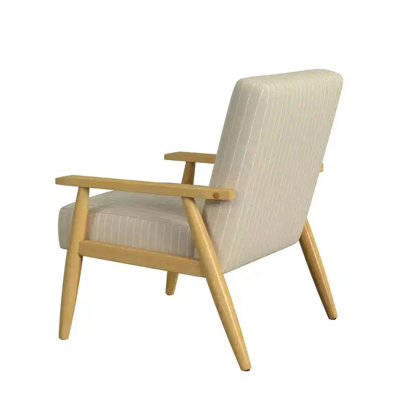Fauteuil d'appoint en bois beige - HomePop : Fauteuil rembourré traditionnel, motif rayé, capacité de 113 kg, mobilier de salon