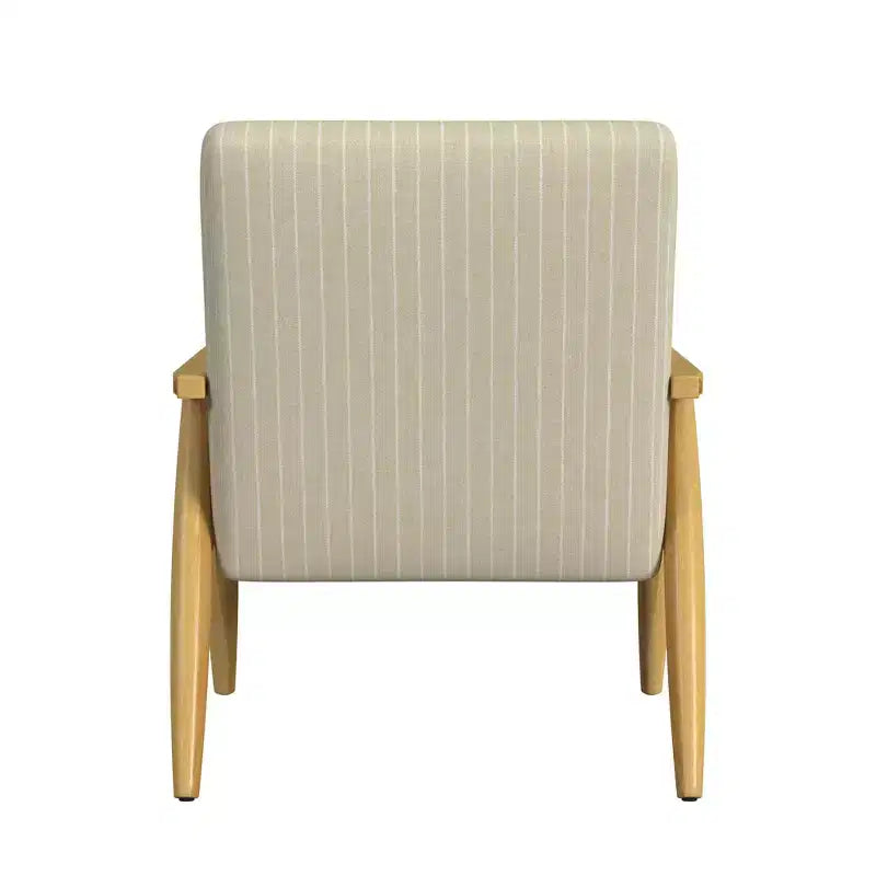 Fauteuil d'appoint en bois beige - HomePop : Fauteuil rembourré traditionnel, motif rayé, capacité de 113 kg, mobilier de salon