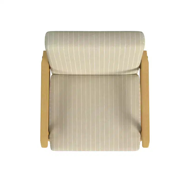 Fauteuil d'appoint en bois beige - HomePop : Fauteuil rembourré traditionnel, motif rayé, capacité de 113 kg, mobilier de salon