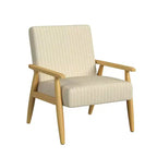 Fauteuil d'appoint en bois beige - HomePop : Fauteuil rembourré traditionnel, motif rayé, capacité de 113 kg, mobilier de salon