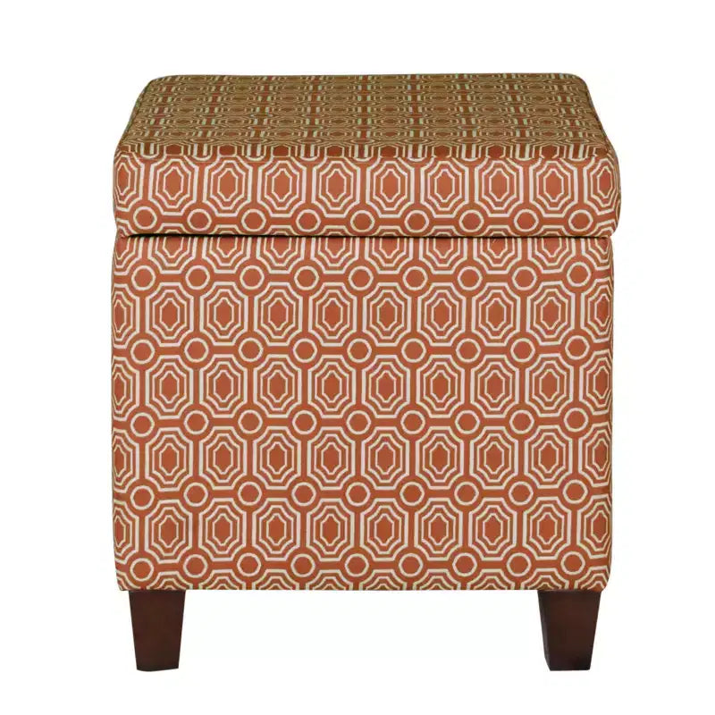 Sunshine Storage Cube Ottoman – Orange – HomePop : Repose-pieds rembourré, pieds en bois, aucun assemblage requis