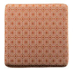 Sunshine Storage Cube Ottoman – Orange – HomePop : Repose-pieds rembourré, pieds en bois, aucun assemblage requis