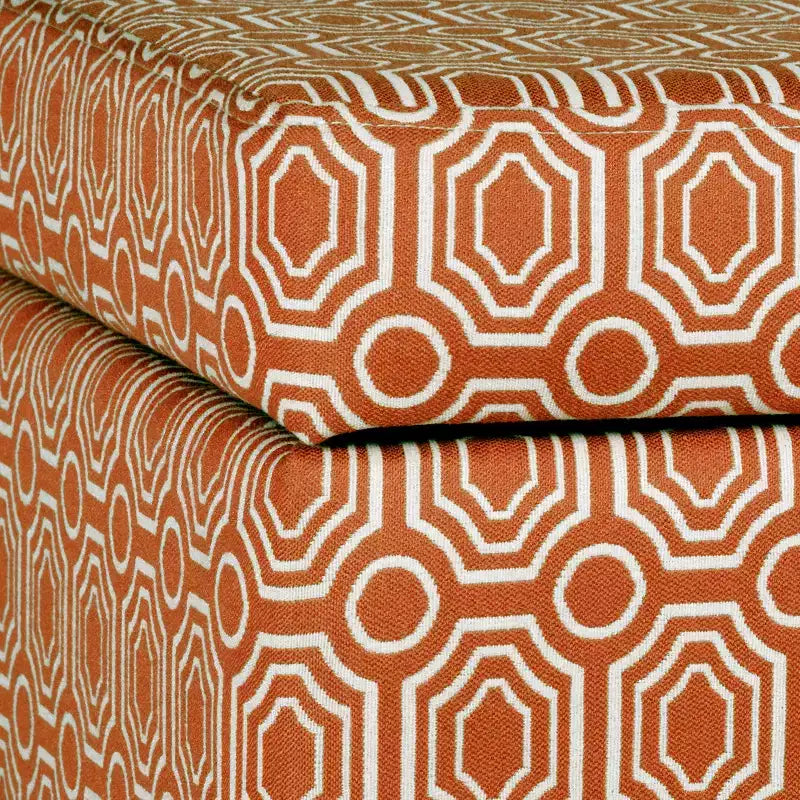 Sunshine Storage Cube Ottoman – Orange – HomePop : Repose-pieds rembourré, pieds en bois, aucun assemblage requis