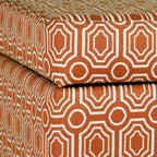 Sunshine Storage Cube Ottoman – Orange – HomePop : Repose-pieds rembourré, pieds en bois, aucun assemblage requis