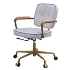 25" Siecross Grain Leather Reclining Accent Chair Vintage White - Acme Furniture: Swivel, Casters/Wheels