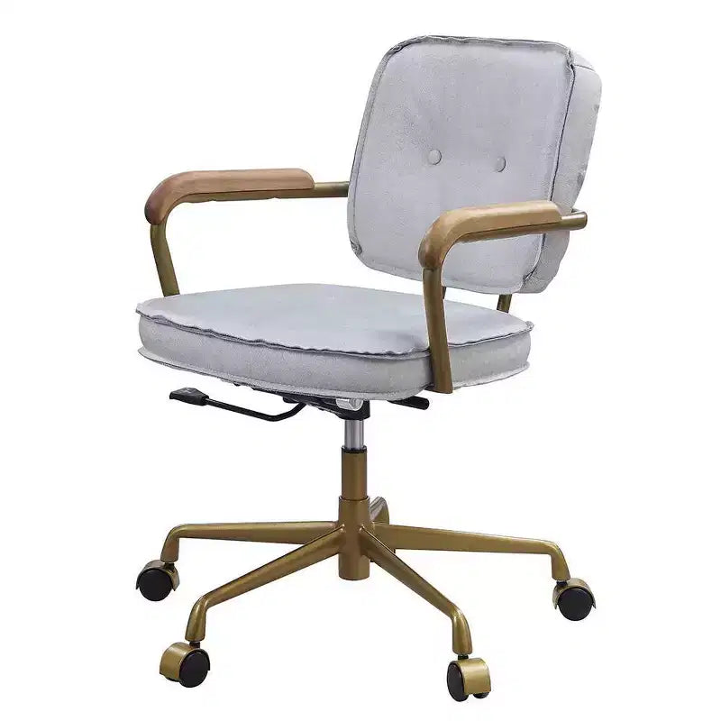 25" Siecross Grain Leather Reclining Accent Chair Vintage White - Acme Furniture: Swivel, Casters/Wheels