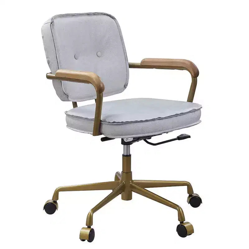 25" Siecross Grain Leather Reclining Accent Chair Vintage White - Acme Furniture: Swivel, Casters/Wheels