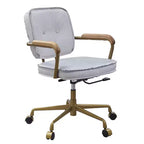 25" Siecross Grain Leather Reclining Accent Chair Vintage White - Acme Furniture: Swivel, Casters/Wheels