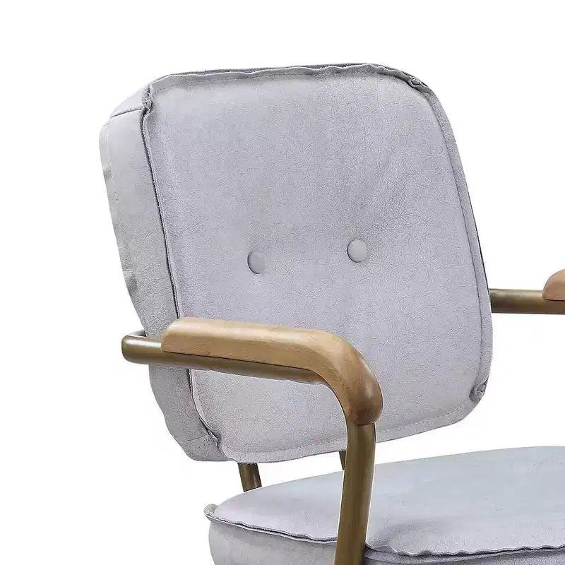 25" Siecross Grain Leather Reclining Accent Chair Vintage White - Acme Furniture: Swivel, Casters/Wheels