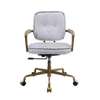 25" Siecross Grain Leather Reclining Accent Chair Vintage White - Acme Furniture: Swivel, Casters/Wheels