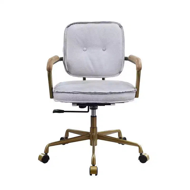 25" Siecross Grain Leather Reclining Accent Chair Vintage White - Acme Furniture: Swivel, Casters/Wheels