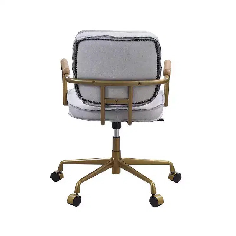 25" Siecross Grain Leather Reclining Accent Chair Vintage White - Acme Furniture: Swivel, Casters/Wheels