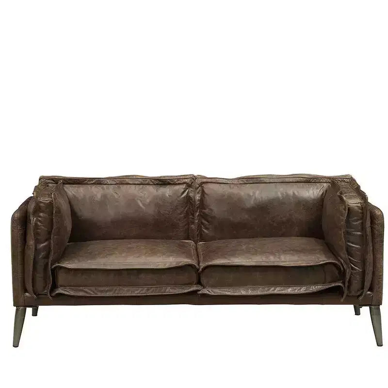 Acme Furniture Porchester Grain Leather Sofa Distress Chocolate