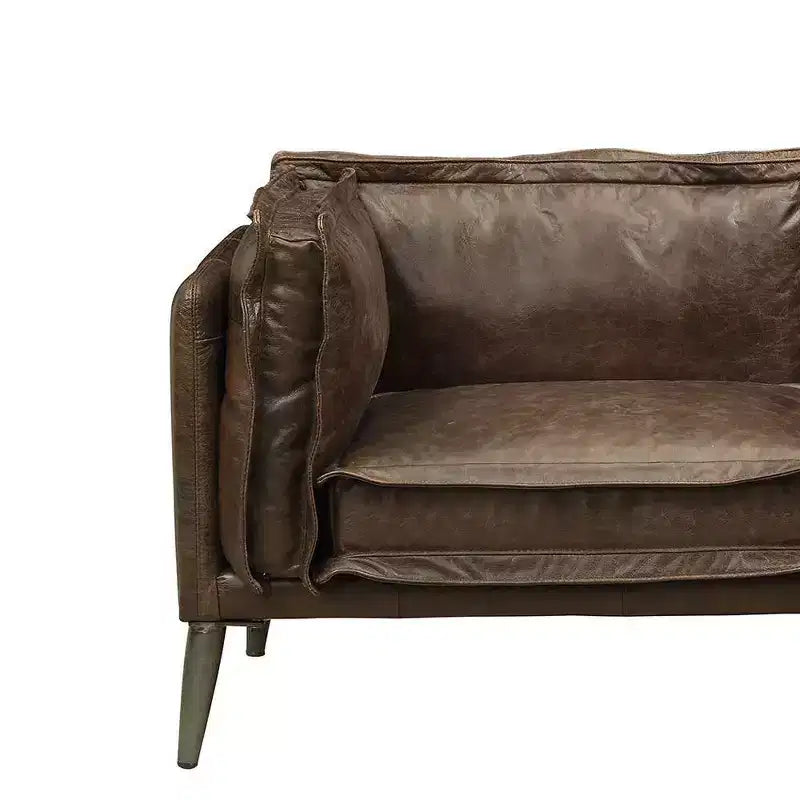Canapé en cuir pleine fleur Porchester de marque Acme Furniture, couleur chocolat vieilli