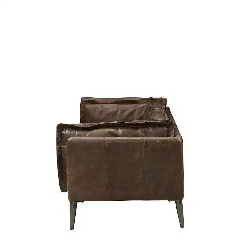 Canapé en cuir pleine fleur Porchester de marque Acme Furniture, couleur chocolat vieilli