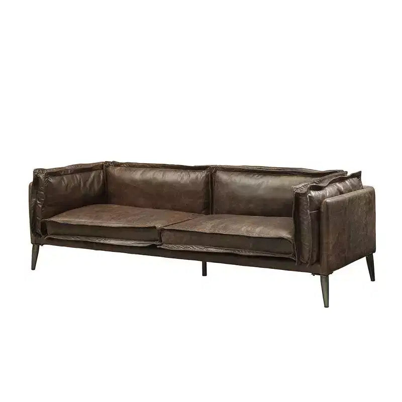 Canapé en cuir pleine fleur Porchester de marque Acme Furniture, couleur chocolat vieilli