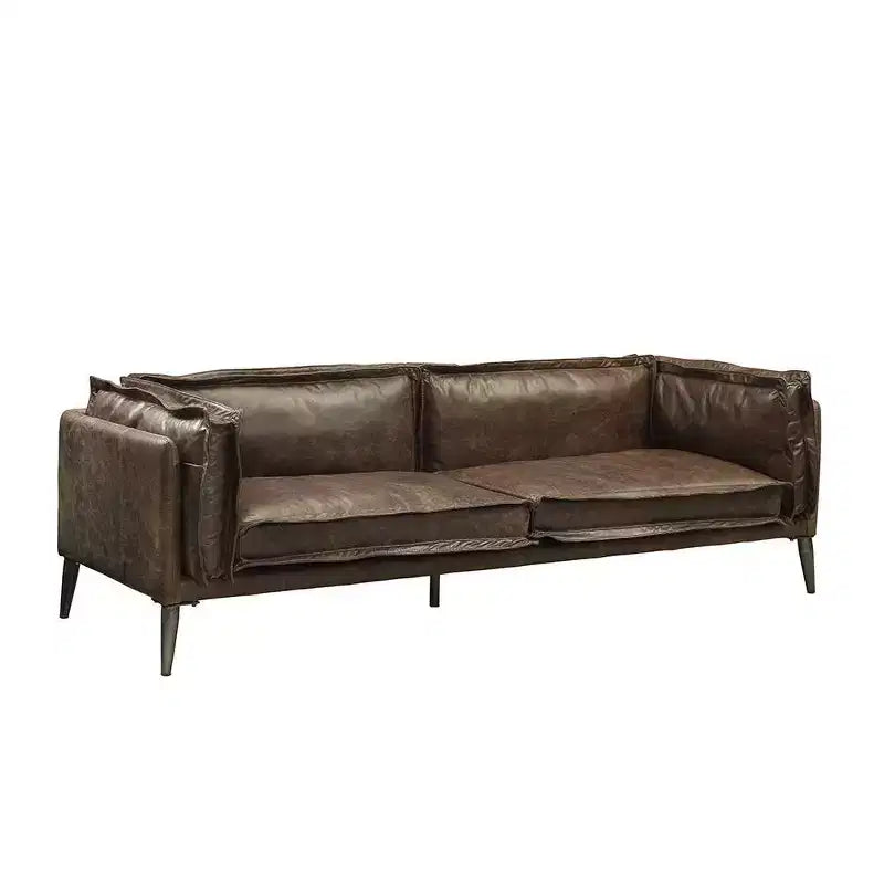 Canapé en cuir pleine fleur Porchester de marque Acme Furniture, couleur chocolat vieilli