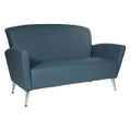 Loveseat with Chrome Legs Dillon Bonded Leather Blue - OSP Home Furnishings: Silver Ion Antimicrobial, MDF Frame