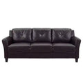 Helena Faux Leather Sofa Java Brown - Lifestyle Solutions: Upholstered, 3-Seater, Tufted Back, High-Density Foam