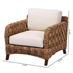 Fauteuil bali & pari Vevina en bois d'acajou et jonc de mer tressé Blanc/Brun naturel/Brun foncé : Rembourrage en polyester, Aucun assemblage requis