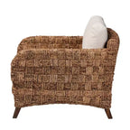Fauteuil bali & pari Vevina en bois d'acajou et jonc de mer tressé Blanc/Brun naturel/Brun foncé : Rembourrage en polyester, Aucun assemblage requis